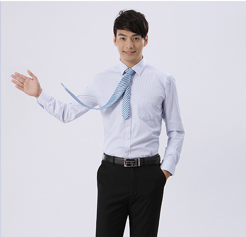 安檢員藍(lán)洗頭工色條半毛紋男士襯衣