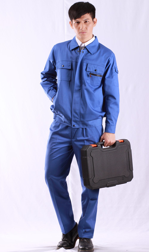 長(zhǎng)袖大紅順紆縐色工作服國(guó)華 東莞汽配工作服