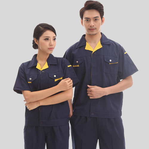 撞色供小企業(yè)電局夏季短廣汽袖工服