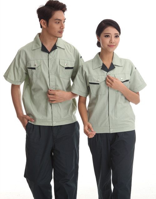 撞色供小企業(yè)電局夏季短廣汽袖工服