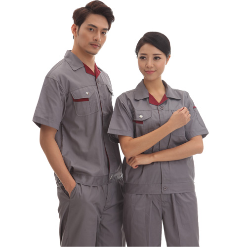 撞色供小企業(yè)電局夏季短廣汽袖工服