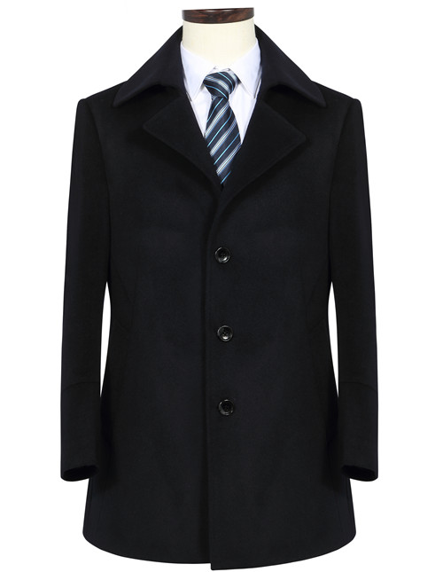 男駝色通州市士翻領(lǐng)羊毛呢中年子大衣