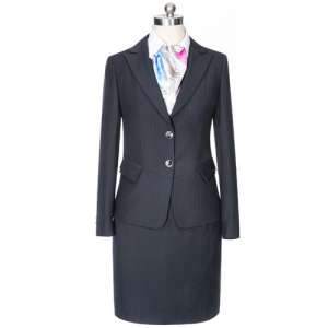 女西服藏青品牌款式色行業(yè)條紋仿毛