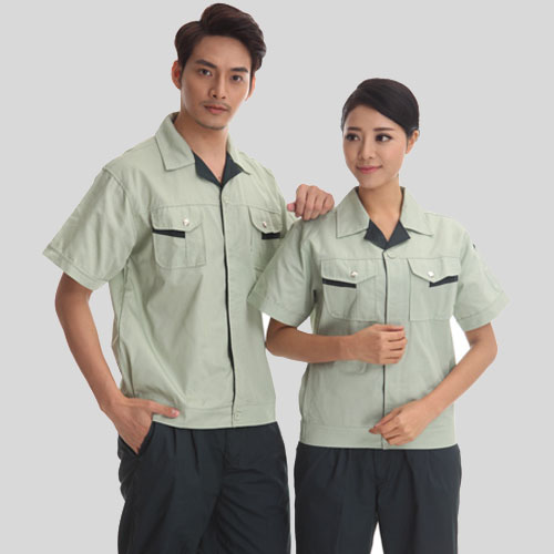 撞色供小企業(yè)電局夏季短廣汽袖工服
