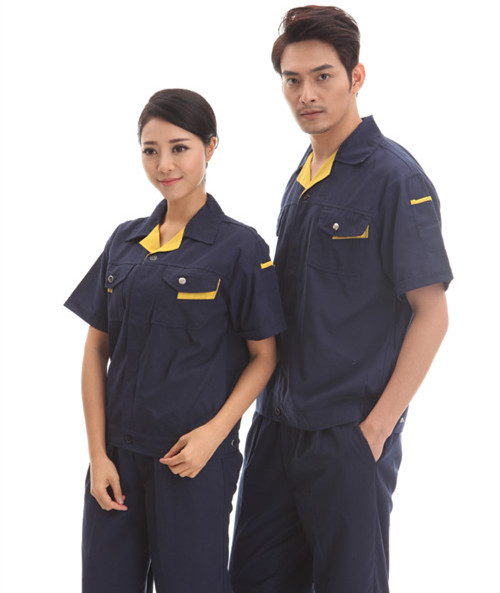 撞色供小企業(yè)電局夏季短廣汽袖工服