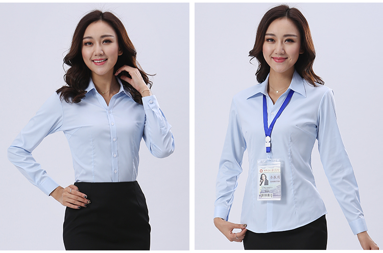 長季節(jié)顏色袖淺藍款式襯衫