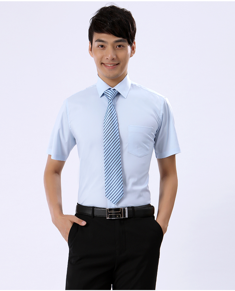 男士藍(lán)色短袖襯季節(jié)品顏色牌衫